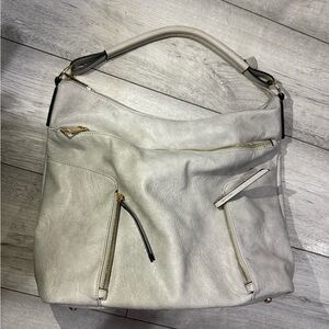 HOBO Multipocket Beige Leather Women's Hand Bag.